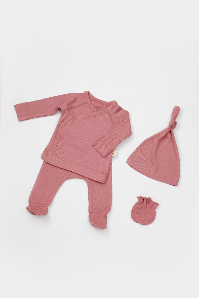 Cutie 4 piese pentru nou nascut - 100% bumbac organic - Verde pal, BabyCosy